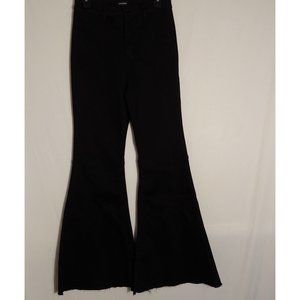 Poison Mushroom High Waist Black Bell Bottoms Boho  Hippie Denim 11 Tall Stretch